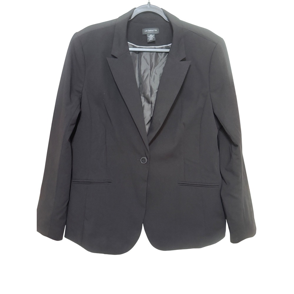 Liz Claiborne Career Womens Black Single‎ Button Jacket Size 18 Professional